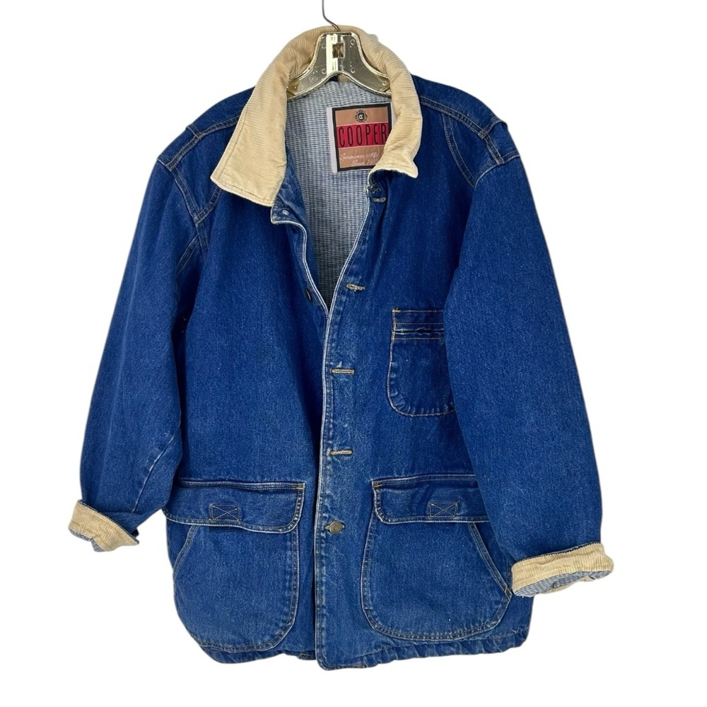 Cooper sportswear vintage denim chore barn coat corduroy trim size